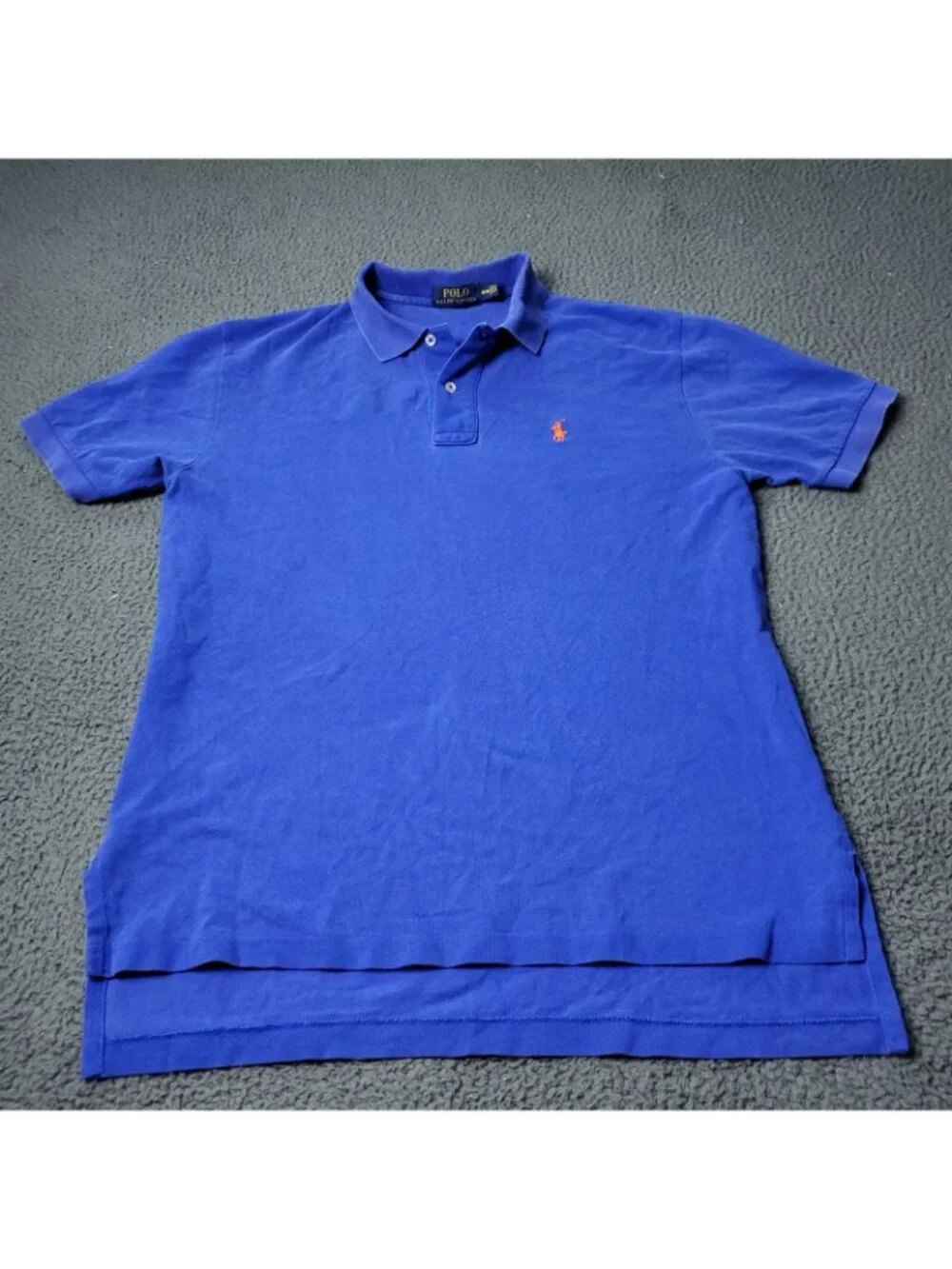 Polo Ralph Lauren Faded Shirt Men Medium Blue Short Sleeve Blue Orange Pony y2k